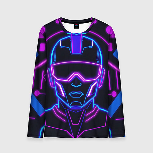 Мужской лонгслив Неоновый кибер силует / 3D-принт – фото 1
