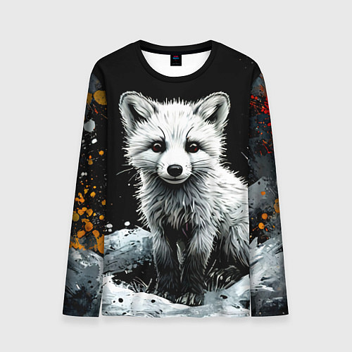 Мужской лонгслив Песец на черном / 3D-принт – фото 1
