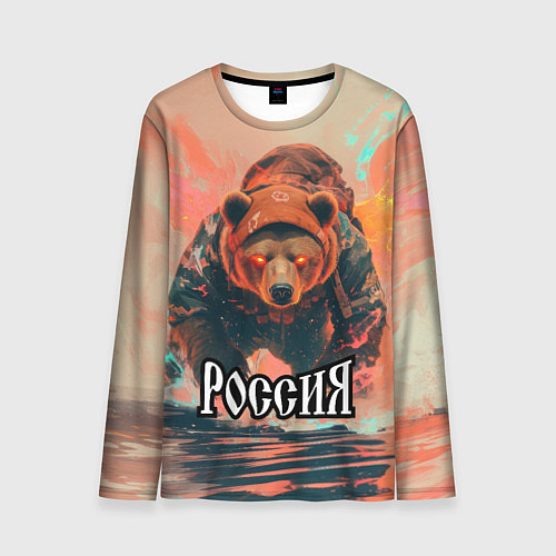 Мужской лонгслив Россия - медведь / 3D-принт – фото 1