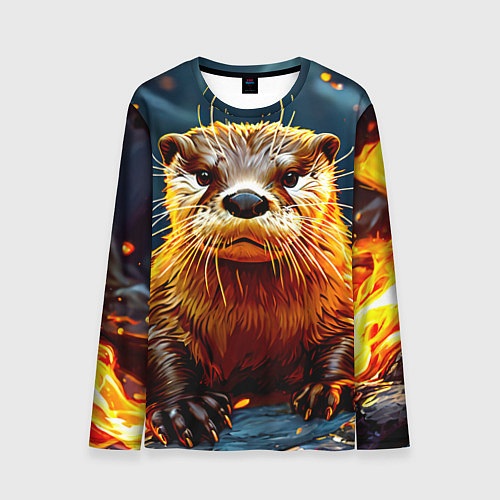 Мужской лонгслив Выдра в огне / 3D-принт – фото 1