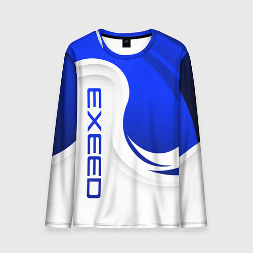 Мужской лонгслив Exeed - синий и белый / 3D-принт – фото 1