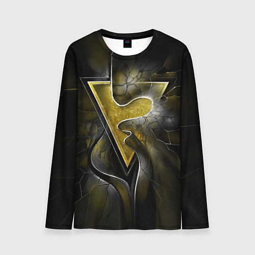 Мужской лонгслив Золотой треугольник под стеклянной вуалью с волнам / 3D-принт – фото 1