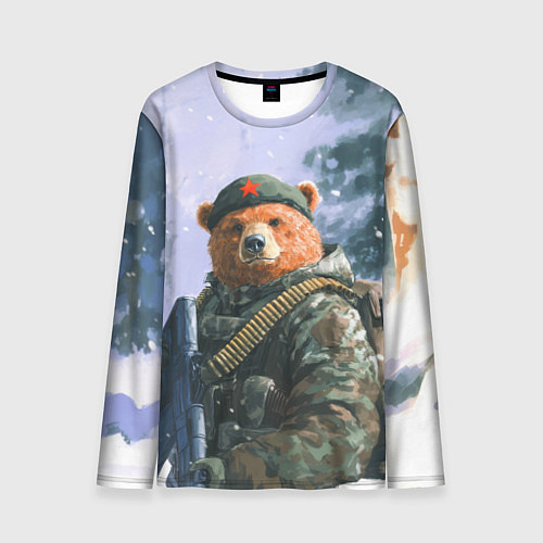 Мужской лонгслив Русский солдат патриот / 3D-принт – фото 1