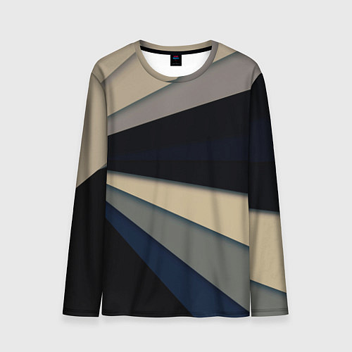 Мужской лонгслив Фрактальные линии - темный / 3D-принт – фото 1