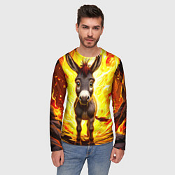 Лонгслив мужской Ослик в огне, цвет: 3D-принт — фото 2