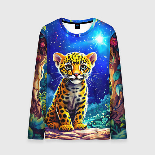Мужской лонгслив Ягуар в звездную ночь / 3D-принт – фото 1