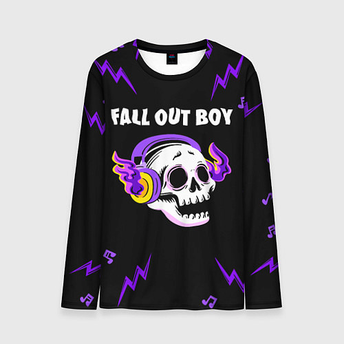Мужской лонгслив Fall Out Boy неоновый череп / 3D-принт – фото 1