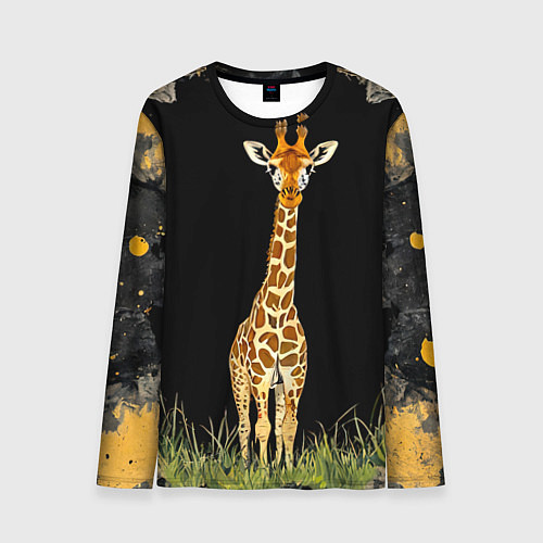 Мужской лонгслив Жираф на черном / 3D-принт – фото 1