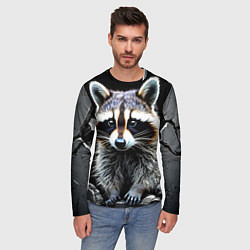 Лонгслив мужской Енот на черном, цвет: 3D-принт — фото 2