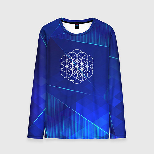 Мужской лонгслив Coldplay blue poly / 3D-принт – фото 1