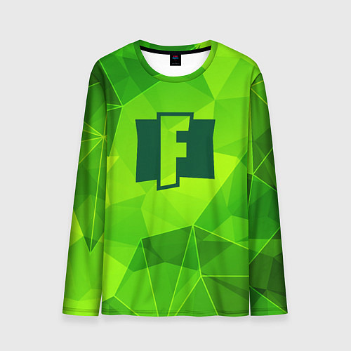Мужской лонгслив Fortnite green poly / 3D-принт – фото 1