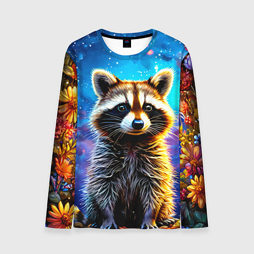 Мужской лонгслив Енот в звездную ночь / 3D-принт – фото 1