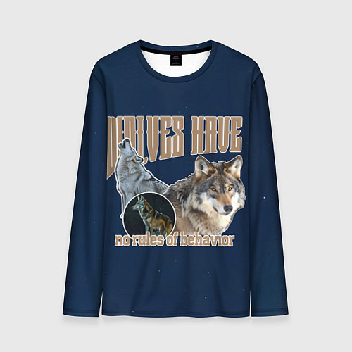 Мужской лонгслив Волки в ночи / 3D-принт – фото 1