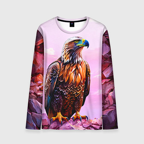 Мужской лонгслив Орел и розовый закат / 3D-принт – фото 1