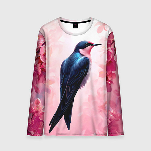 Мужской лонгслив Ласточка в розовом / 3D-принт – фото 1