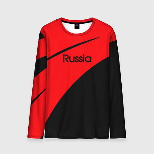 Мужской лонгслив Russia красно-чёрный / 3D-принт – фото 1