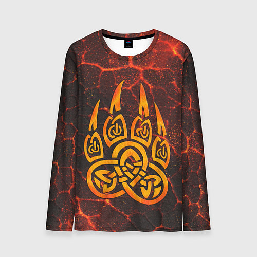Мужской лонгслив Символ волчья лапа в огненной стихии / 3D-принт – фото 1