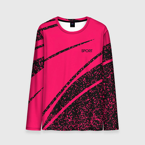Мужской лонгслив Sport розовый с чёрным в крапинку / 3D-принт – фото 1