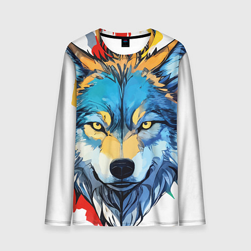 Мужской лонгслив Волк яркий арт / 3D-принт – фото 1