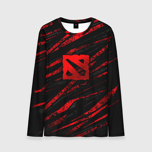 Мужской лонгслив Dota 2 - красные потертости / 3D-принт – фото 1