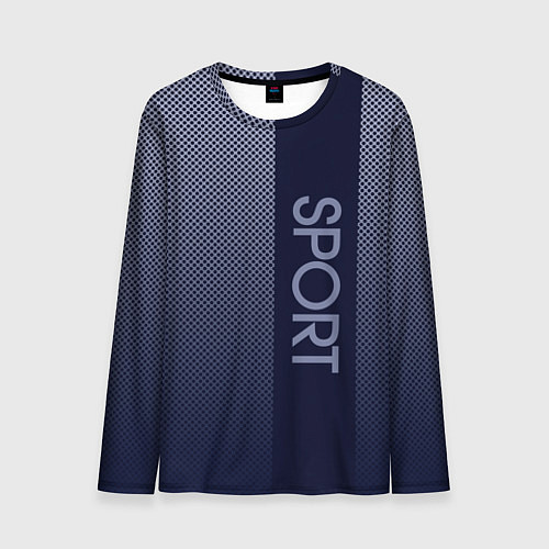 Мужской лонгслив Sport тёмно-синий вертикальная полоса / 3D-принт – фото 1