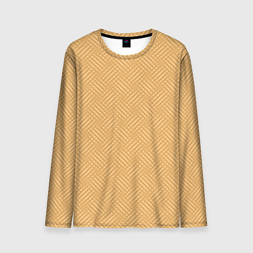 Мужской лонгслив Песочный жёлто-бежевый однотонный текстура лоскуты / 3D-принт – фото 1