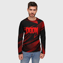 Лонгслив мужской Doom - красная абстракция, цвет: 3D-принт — фото 2