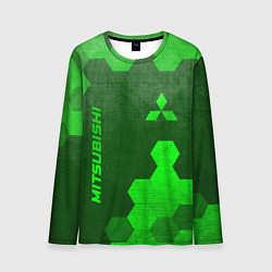 Мужской лонгслив Mitsubishi - green gradient вертикально