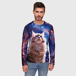 Лонгслив мужской Невская маскарадная кошка в космосе, цвет: 3D-принт — фото 2