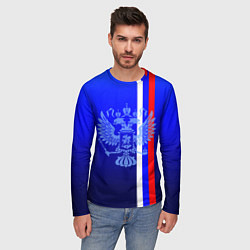 Лонгслив мужской Герб России и флаг полосой, цвет: 3D-принт — фото 2