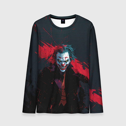 Мужской лонгслив Джокер и красная полоса краски / 3D-принт – фото 1