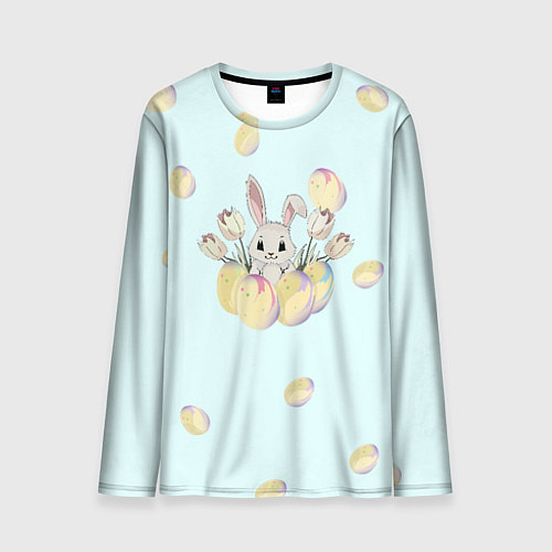 Мужской лонгслив Кролик радостный с яйцами / 3D-принт – фото 1