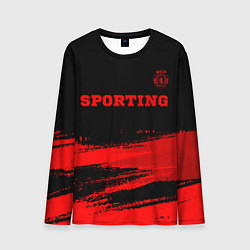 Лонгслив мужской Sporting - red gradient посередине, цвет: 3D-принт