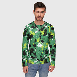 Лонгслив мужской Кляксы на зелёном, цвет: 3D-принт — фото 2