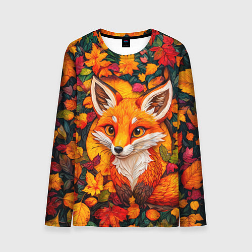 Мужской лонгслив Лисенок в осенних листьях / 3D-принт – фото 1