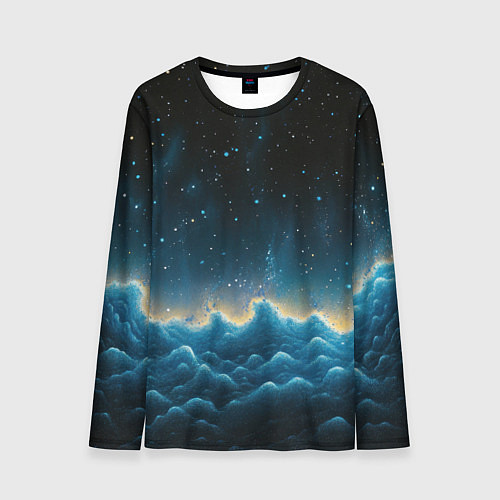 Мужской лонгслив Облака и черное небо текстура / 3D-принт – фото 1