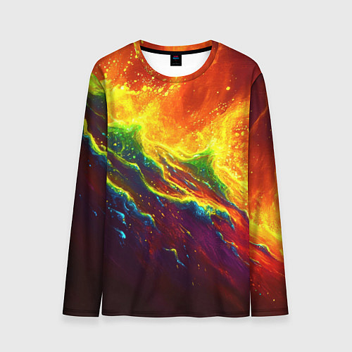 Мужской лонгслив Абстрактные волны с огнем / 3D-принт – фото 1