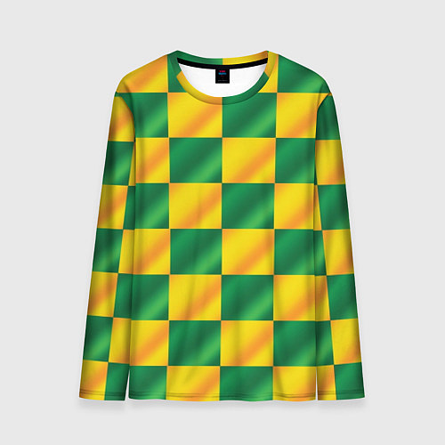 Мужской лонгслив Желтый и зеленый геометрический паттерн / 3D-принт – фото 1