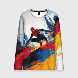 Лонгслив мужской Человек - паук и пролитая краска, цвет: 3D-принт