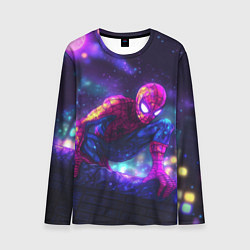 Лонгслив мужской Человек-паук неоновый свет, цвет: 3D-принт