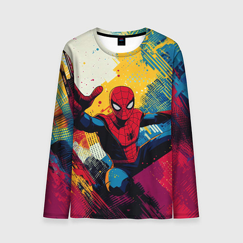 Мужской лонгслив Человек паук висит на паутине / 3D-принт – фото 1