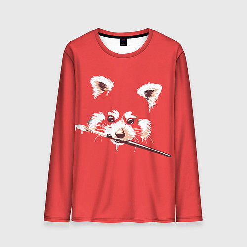 Мужской лонгслив Красная панда с кисточкой в зубах / 3D-принт – фото 1
