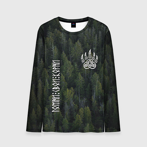 Мужской лонгслив Помни свои корни - лапа медведя печать Велеса / 3D-принт – фото 1