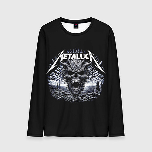 Мужской лонгслив Metallica - horned skull / 3D-принт – фото 1