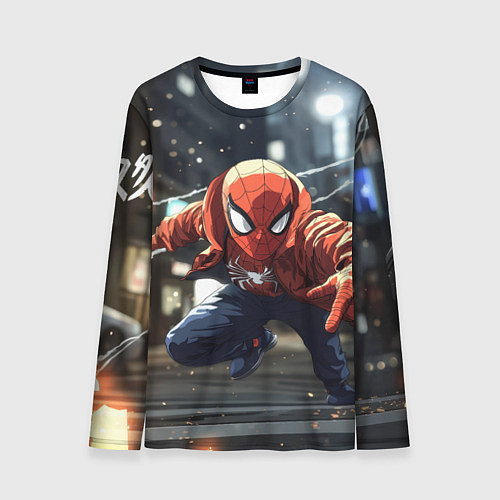 Мужской лонгслив Человек-паук запускает паутину / 3D-принт – фото 1