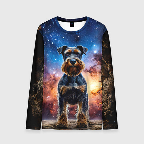 Мужской лонгслив Ризеншнауцер в космосе / 3D-принт – фото 1