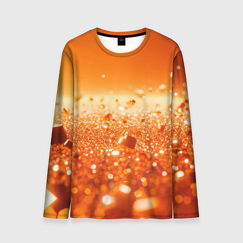 Мужской лонгслив Оранжевые блестящие частицы текстура / 3D-принт – фото 1