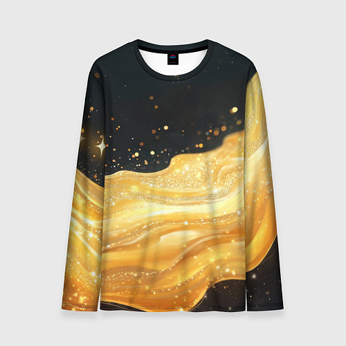 Мужской лонгслив Золотистая материя на черном фоне / 3D-принт – фото 1