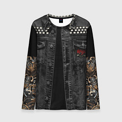 Лонгслив мужской Джинсовка Ария с татуировками викингов, цвет: 3D-принт