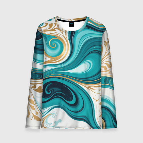 Мужской лонгслив Бирюза и золото / 3D-принт – фото 1
